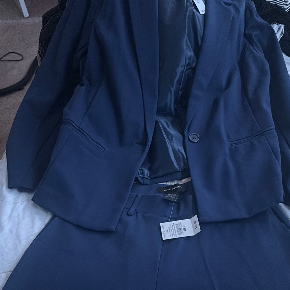 Ashley Stewart Blue Pantsuit Classic Business Style